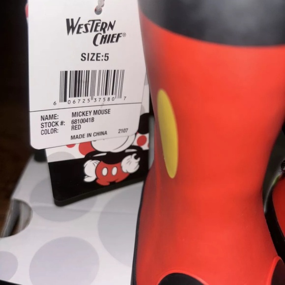 Western Chief Mickey Mouse Red Rain Boots  Size 5 Toddler - Picture 8 of 10